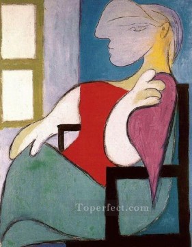 窓の近くに座る女性 1932 年キュビスト パブロ・ピカソ Oil Paintings